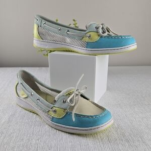 Sperry Blue and Yellow Sneakers with Nautical‎ Design